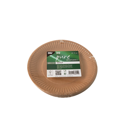 Product foto van Papieren borden karton rond bruin set van 20