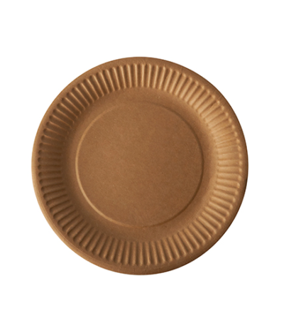 Product foto van Papieren borden karton rond bruin set van 20