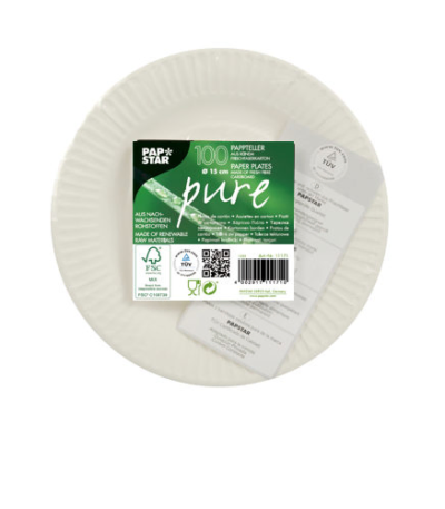 Product foto van Papieren borden karton rond wit set van 100