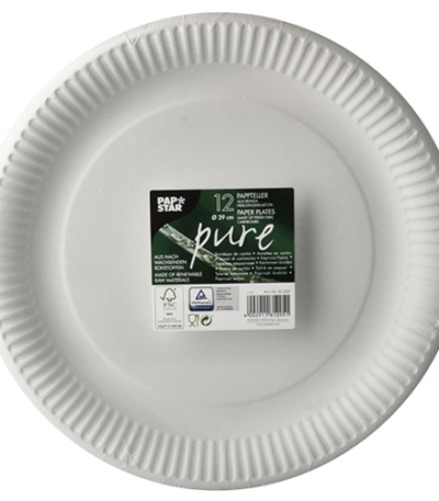 Product foto van Papieren borden karton rond wit set van 12