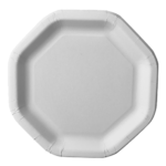 Product foto van Papieren borden karton wit achthoekig set van 50