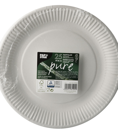 Product foto van Papieren borden karton wit extra sterk set van 25