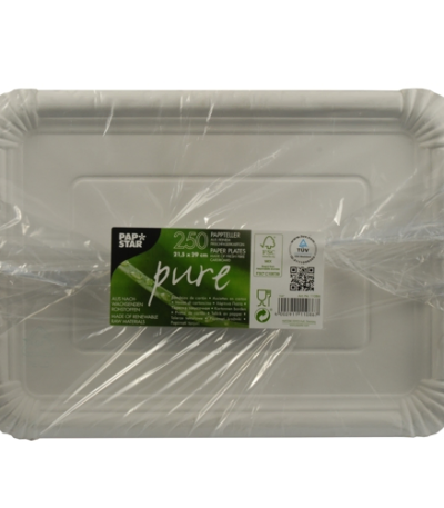 Product foto van Papieren borden karton wit hoekig set van 250