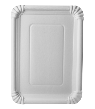 Product foto van Papieren borden karton wit hoekig set van 250