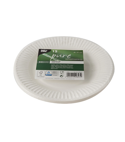 Product foto van Papieren borden karton wit rond set van 12 19cm