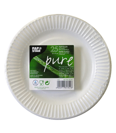 Product foto van Papieren borden karton wit rond set van 25 19cm