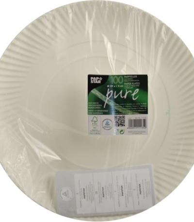 Product foto van Papieren borden karton wit set van 100 29cm