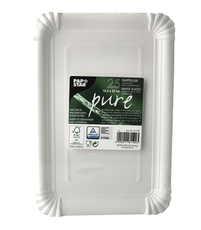 Product foto van Papieren borden karton wit set van 25