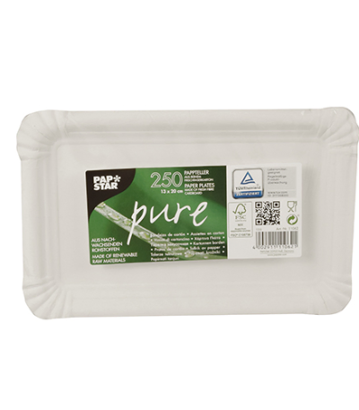 Product foto van Papieren borden karton wit set van 250 13x20 cm