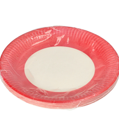 Product foto van Papieren borden rond rood set van 20