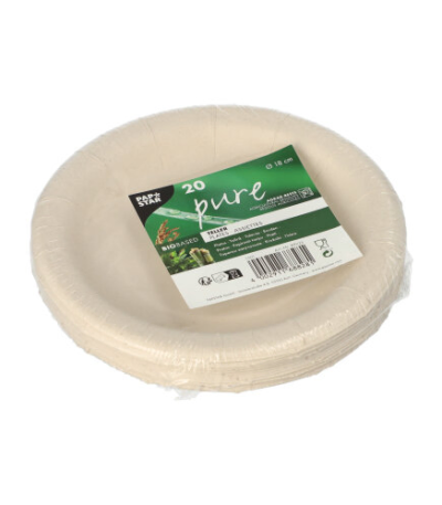 Product foto van Papieren Borden rond wit set van 20