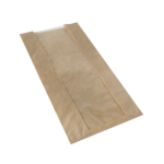 Product foto van Papieren broodzakken PLA venster bruin set van 1000