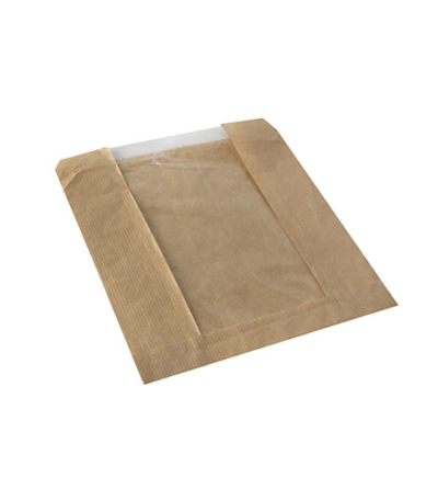 Product foto van Papieren broodzakken met venster bruin set van 1000 Pure