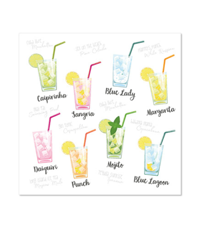 Product foto van Papieren cocktail servetten 3-laags 25cm set van 20