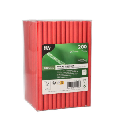 Product foto van Papieren cocktailrietjes rood set van 200