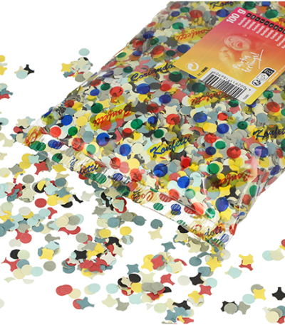 Product foto van Papieren confetti assorti kleuren 100gr