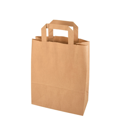 Product foto van Papieren draagtassen bruin met handvaten set van 250