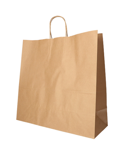 Product foto van Papieren draagtassen bruin set van 25 met handvat