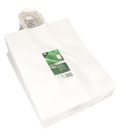 Product foto van Papieren draagtassen wit met handvat set van 25