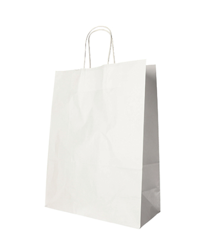 Product foto van Papieren draagtassen wit met handvat set van 25