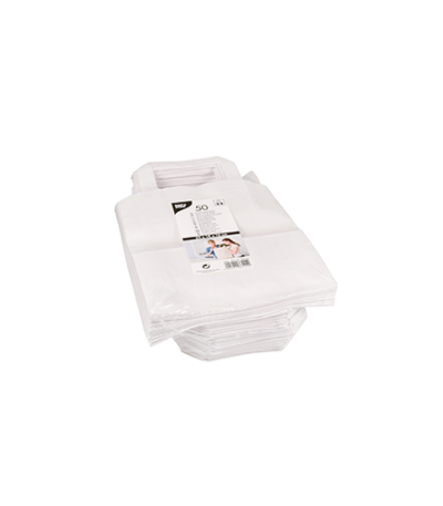 Product foto van Papieren draagtassen wit met handvaten set van 50