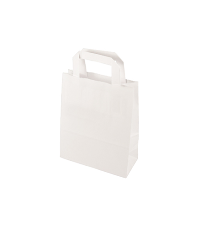 Product foto van Papieren draagtassen wit met handvaten set van 50