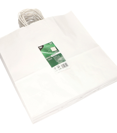 Product foto van Papieren draagtassen wit set van 25