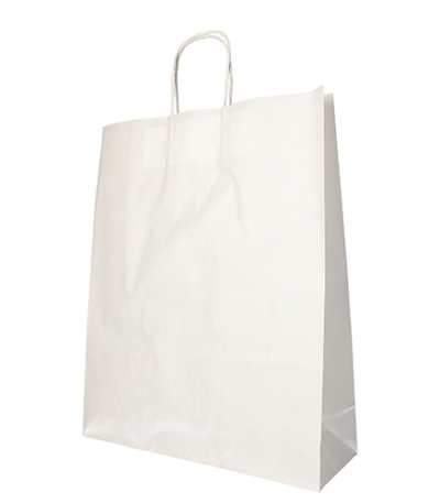 Product foto van Papieren draagtassen wit set van 25 met handvat