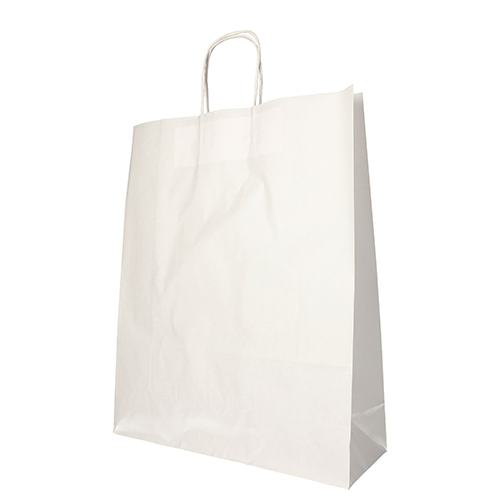 Product foto van Papieren draagtassen wit set van 25 met handvat