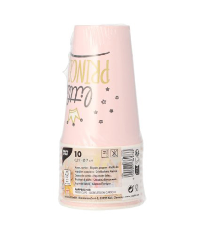Product foto van Papieren drinkbekers karton Little Princess set van 10 200ml