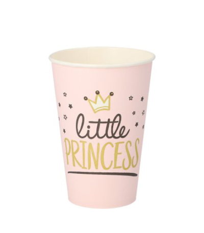 Product foto van Papieren drinkbekers karton Little Princess set van 10 200ml