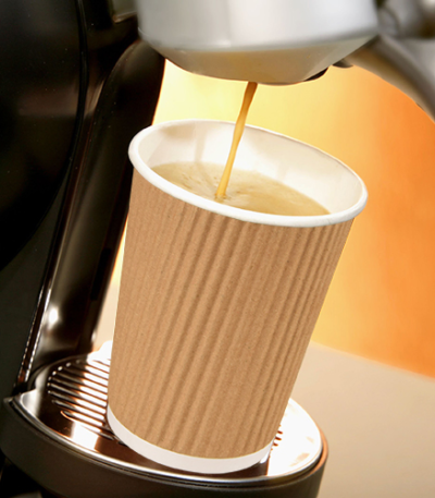 Product foto van Papieren drinkbekers karton Ripple Wall 300ml set van 25