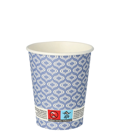 Product foto van Papieren drinkbekers karton To Go blauw set van 20 200ml