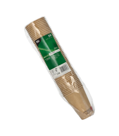 Product foto van Papieren drinkbekers karton bruin set van 50 180ml