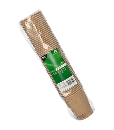 Product foto van Papieren drinkbekers karton bruin set van 50 200ml