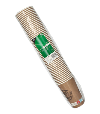 Product foto van Papieren drinkbekers karton bruin set van 50 400ml