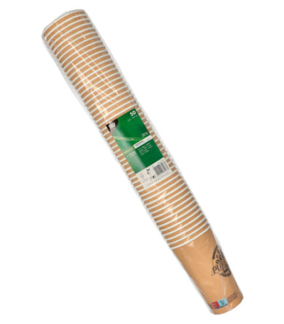 Product foto van Papieren drinkbekers karton bruin set van 50 500ml