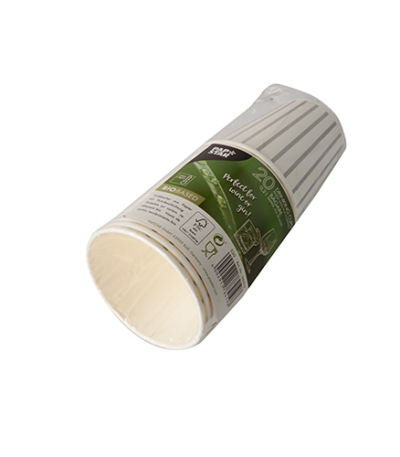 Product foto van Papieren drinkbekers karton grijs/zilver set van 20 200ml