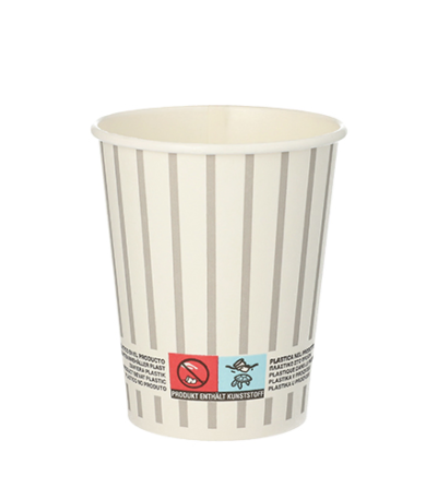 Product foto van Papieren drinkbekers karton grijs/zilver set van 20 200ml