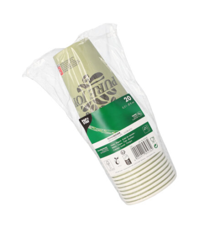 Product foto van Papieren drinkbekers karton groen set van 20 300ml Pure Joy