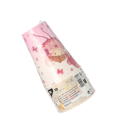 Product foto van Papieren drinkbekers karton paars set van 200ml Little Dancer