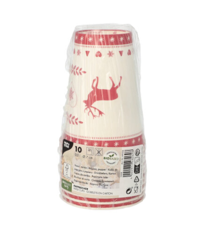 Product foto van Papieren drinkbekers karton rood set van 10 200ml Rennes