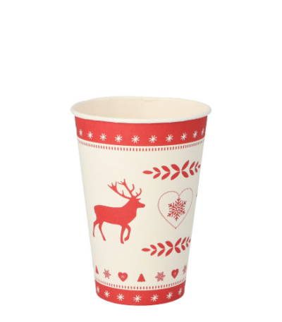 Product foto van Papieren drinkbekers karton rood set van 10 200ml Rennes