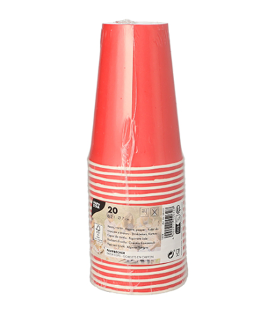 Product foto van Papieren drinkbekers karton rood set van 20 200ml