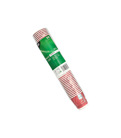 Product foto van Papieren drinkbekers karton rood set van 50 5cl Party Time