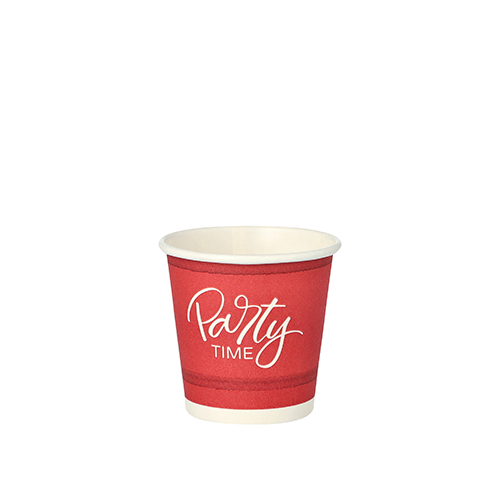 Product foto van Papieren drinkbekers karton rood set van 50 5cl Party Time