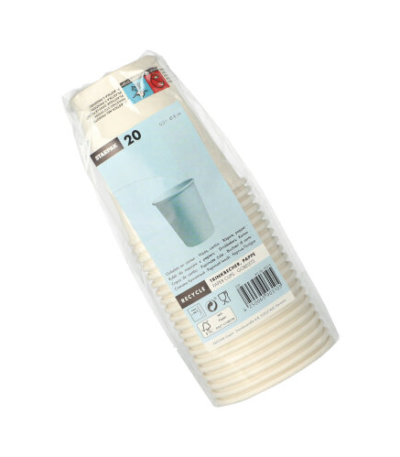 Product foto van Papieren drinkbekers karton wit set van 20 200ml "To Go"