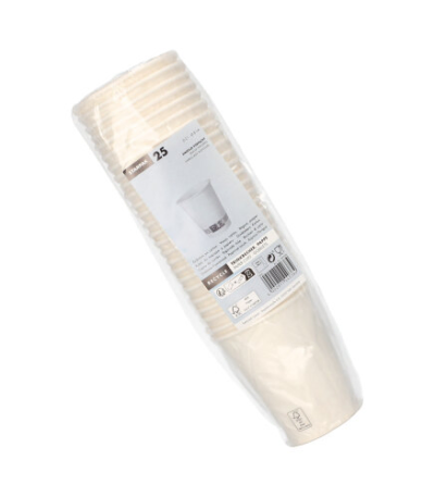 Product foto van Papieren drinkbekers karton wit set van 25 200ml