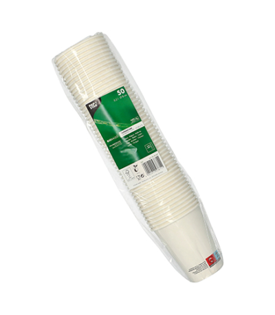 Product foto van Papieren drinkbekers karton wit set van 50 200ml
