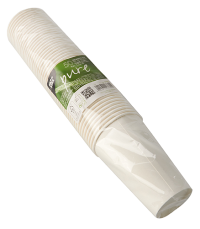 Product foto van Papieren drinkbekers karton wit set van 50 300ml